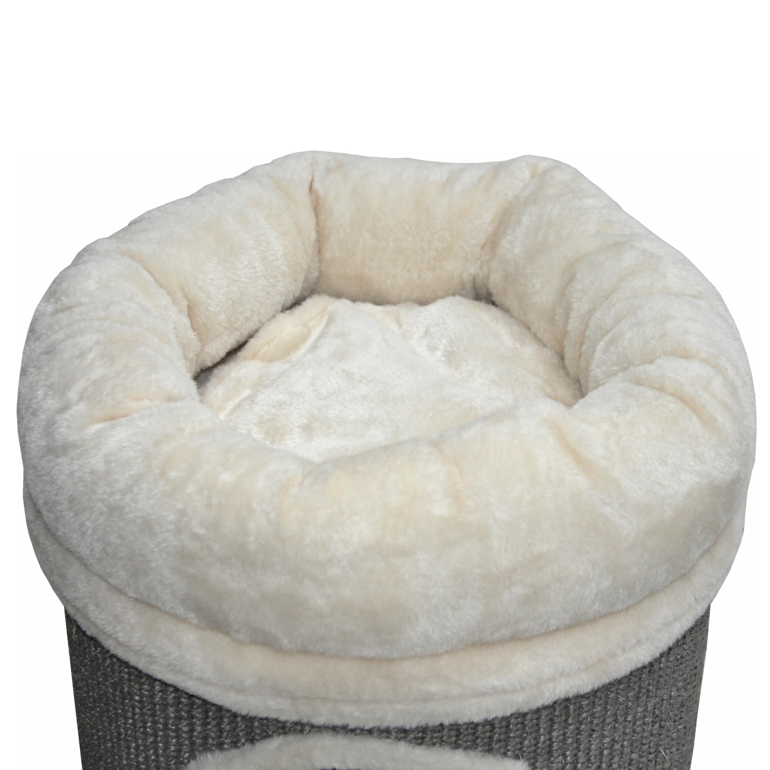 nanook Bella Tonneau à chat en sisal, hauteur 80 cm, diamètre : 35 cm, arbre à chat avec 3 niches, arbre à chat, tour à chat en sisal, meuble pour chat, gris/noir
