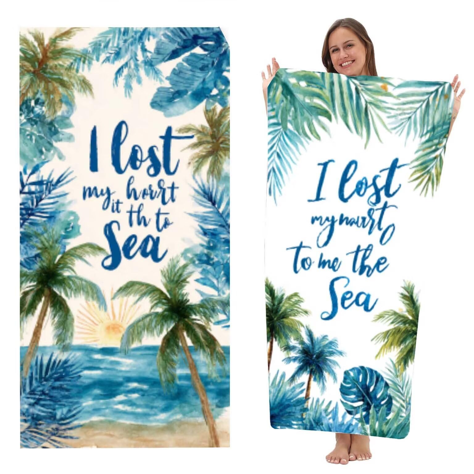Ręczniki plażowe z mikrofibry dla dorosłych, 100 x 200 cm, 2 szt., lekki ręcznik plażowy z jednostronnym nadrukiem, bardzo duży, szybkoschnący, bez piasku, sportowy ręcznik do pływania, podróży