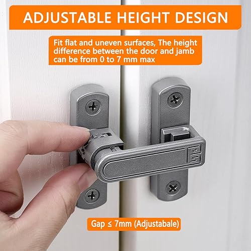 Miniatura 4 de Pestillos de puerta de granero, cerradura de puerta ajustable de 90180 grados, cierre de cerradura de puerta de ángulo recto de aleación de zinc,