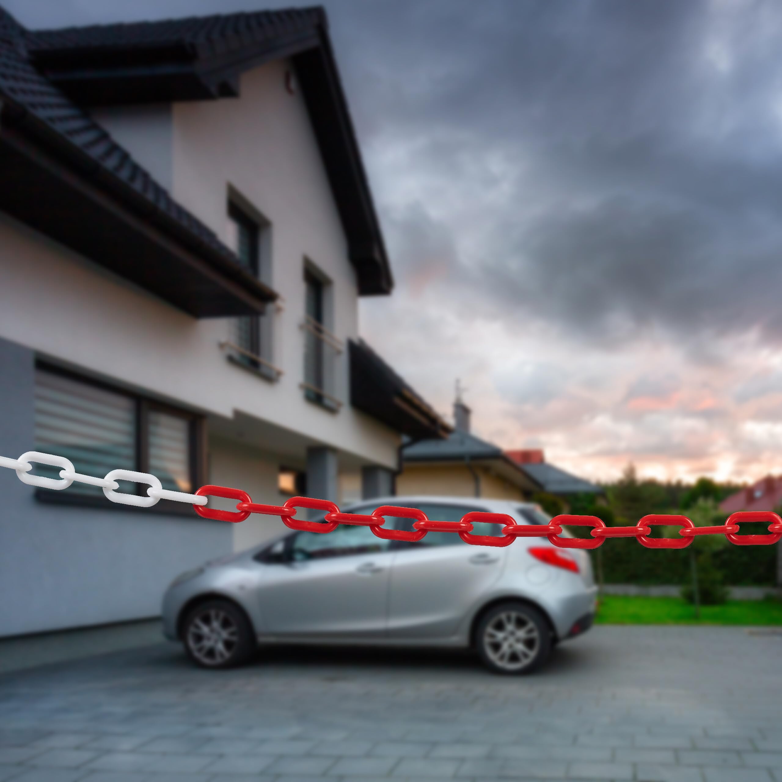 Relaxdays Chaîne de signalisation en Plastique, pour délimiter parkings, Chantiers, etc, 30 mètres, Rouge/Blanc