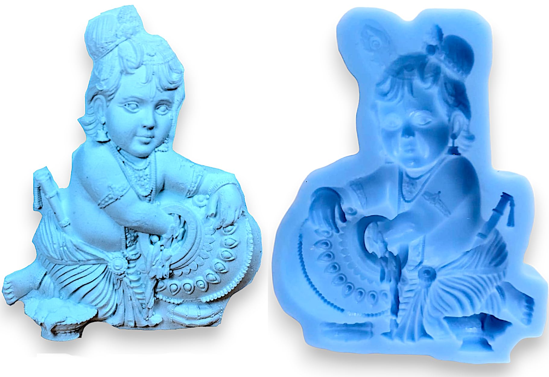 ACA Naughty Child Krishna Wonderful God Temple Mould Krishna with Makhan Matki Art&Craft Clay, Resin etc Handcrafted Silicone Mold