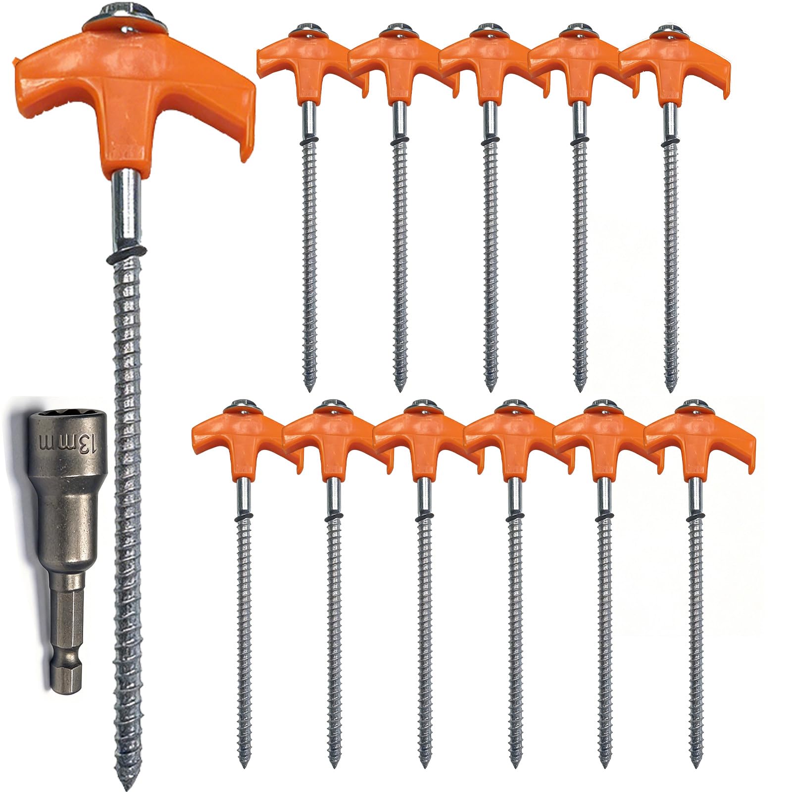 Icetop 12 Pack Heavy Duty Metal Tent Pegs, Metal Rotary Rock Camping Tents for Hard Ground Tents Waterproof Fabric Trellises Outdoors
