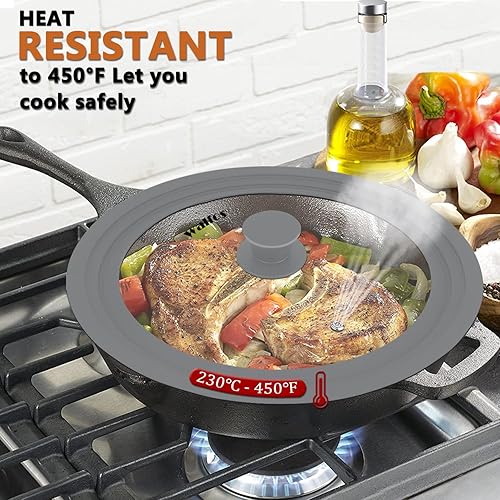 Miniatura 3 de Walfos Tapa universal para utensilios de cocina de 10.5, 11.5 y 12 pulgadas de diámetro, se adapta a ollas, sartenes y sartenes. Tapa de sartén de