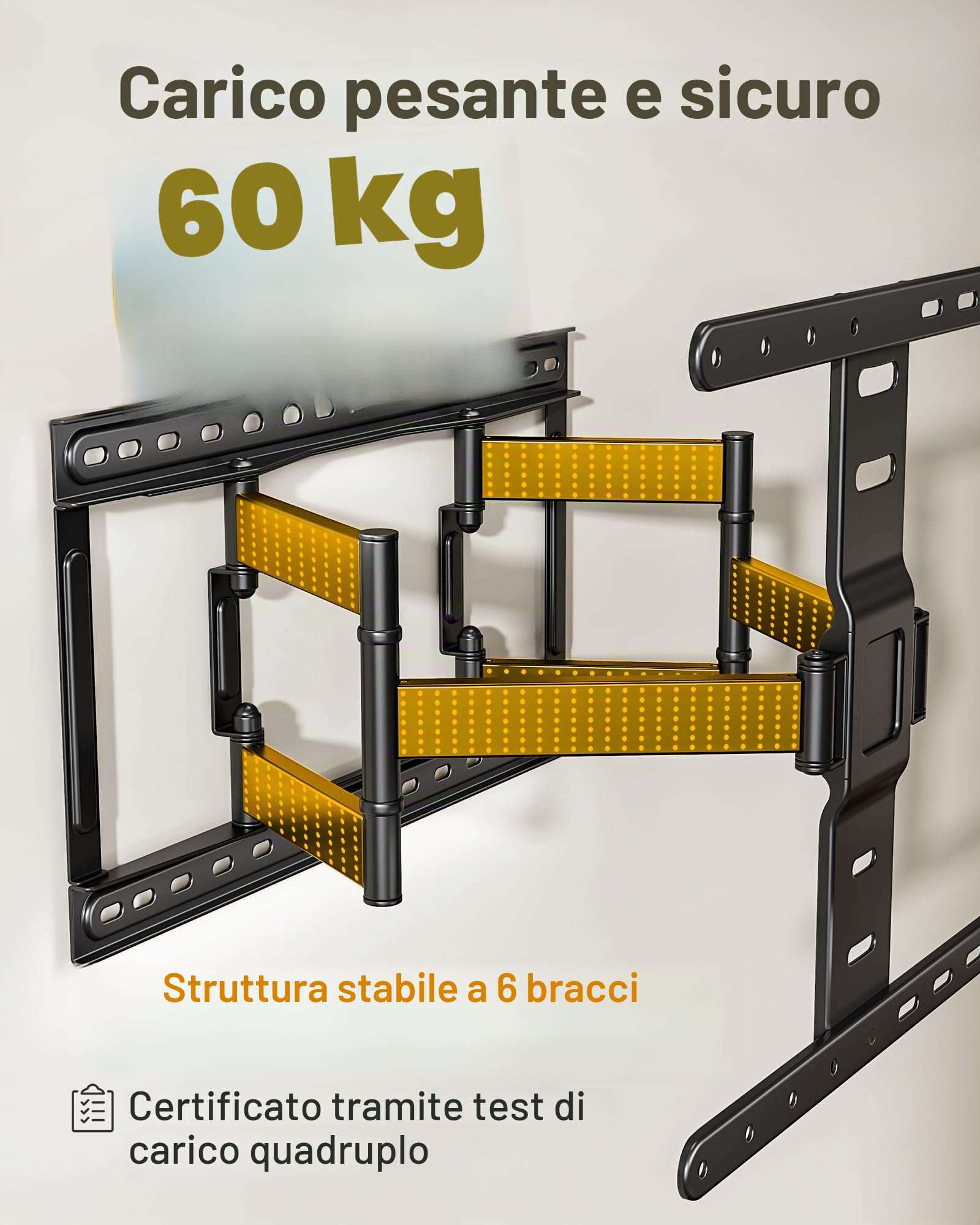 monTEK Supporto da parete ultra sottile da 1,1" per TV da 37-75 pollici fino a 60 kg, supporto TV a basso profilo, orientabile, inclinabile ed estensibile, supporto da parete completamente mobile