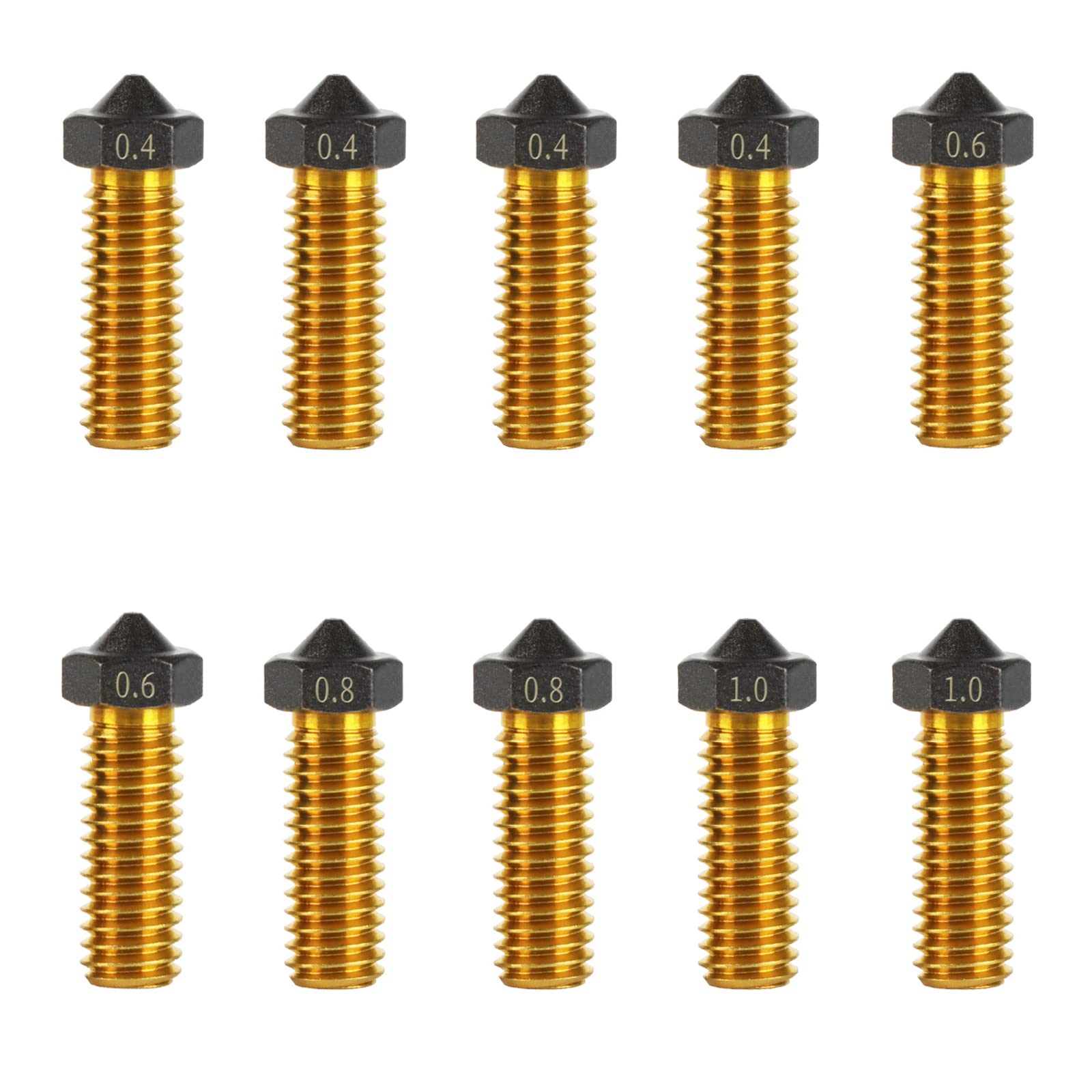IdeaFormer-3D MK8/E3D/Volcano Messing PTFE Düse Beschichtung Antihaft-Filament 0,4/0,6/0,8/1,0 mm für 3D-Drucker Ender 3 envio Gratis (MK8 Düsen (0,4/0,6/0,8/1,0 mm))... (Vulkan PTFE beschichtete