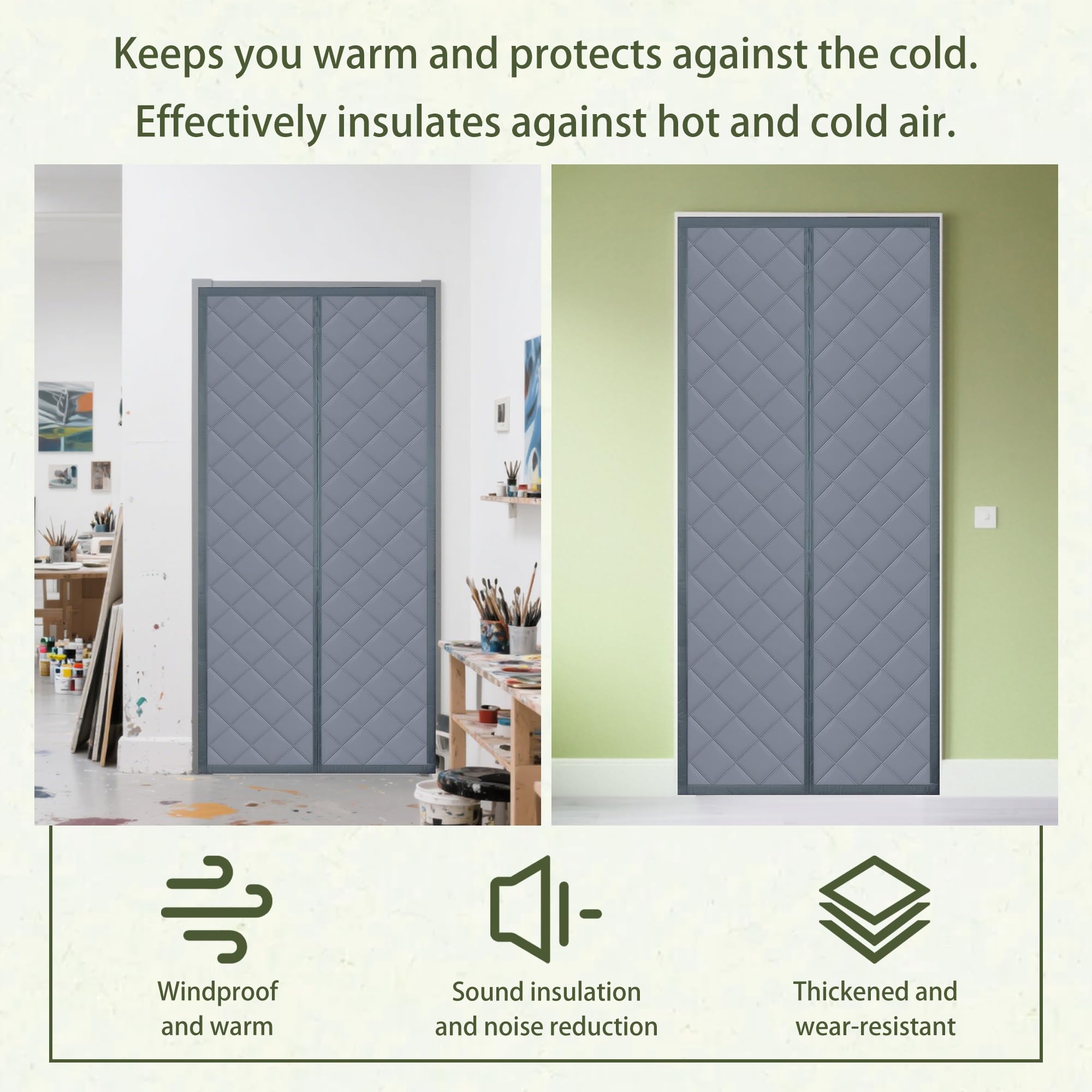 Tenda Termica Isolante 75 x 240 cm Blocca L'Aria Fredda, Riduce Rumore, Risparmio Energetico Tende Termica Magnetica per Porte per Balcone Soggiorno, grigio argento