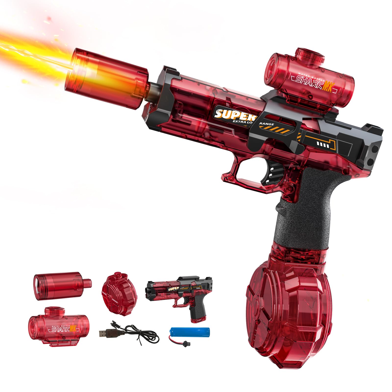 Snowall Super Electric Water Gun, Automatic Squirt Gun with Long Range, Red