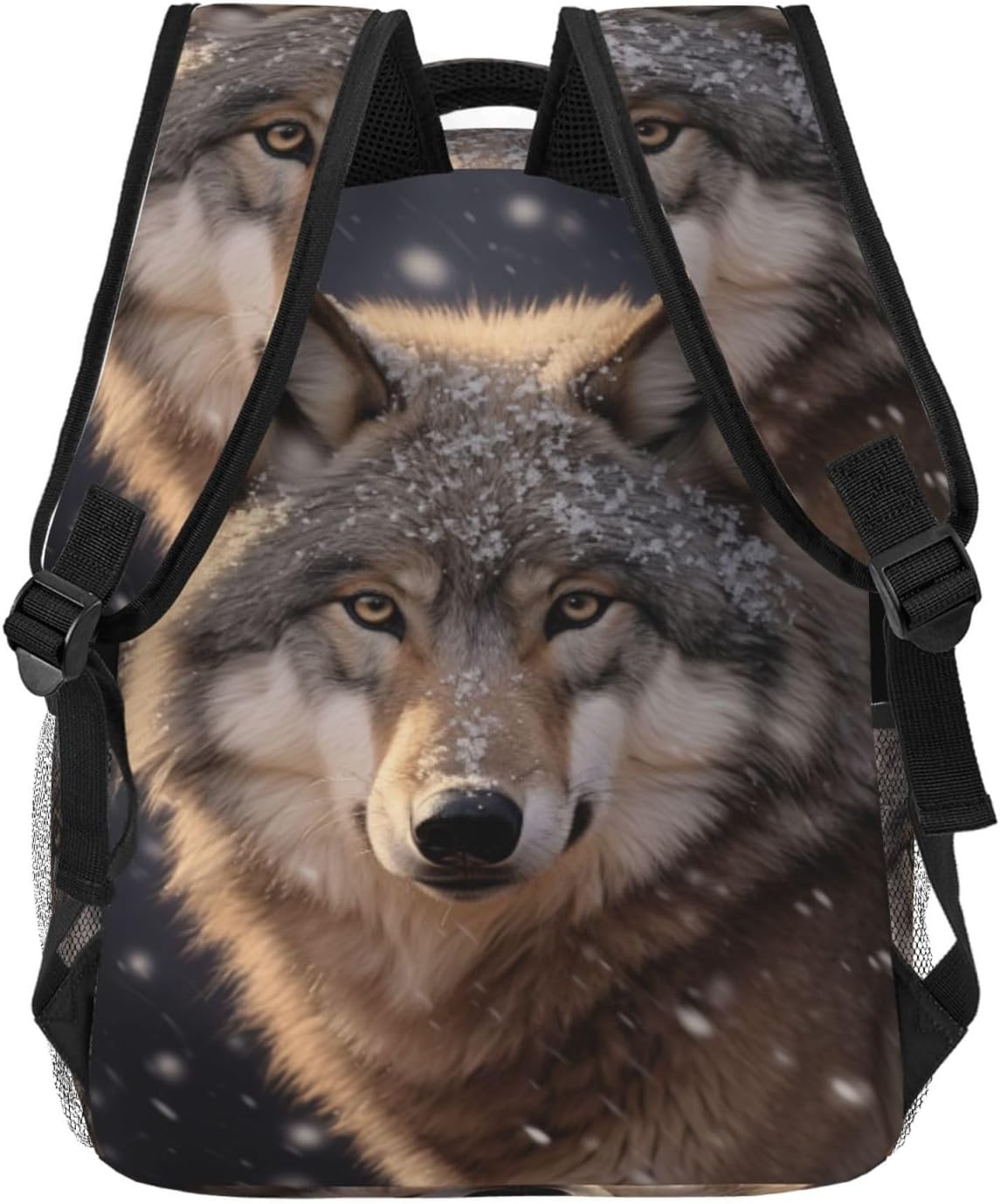 Wolf Backpack, Lightweight Backpacks for Travel Work School Sport, Realistic Nature Back Pack Gift for Men Boys, Snow and Wildlife Portrait Laptop Books Casual Daypack, 11.4×5.9×15.7 Inch