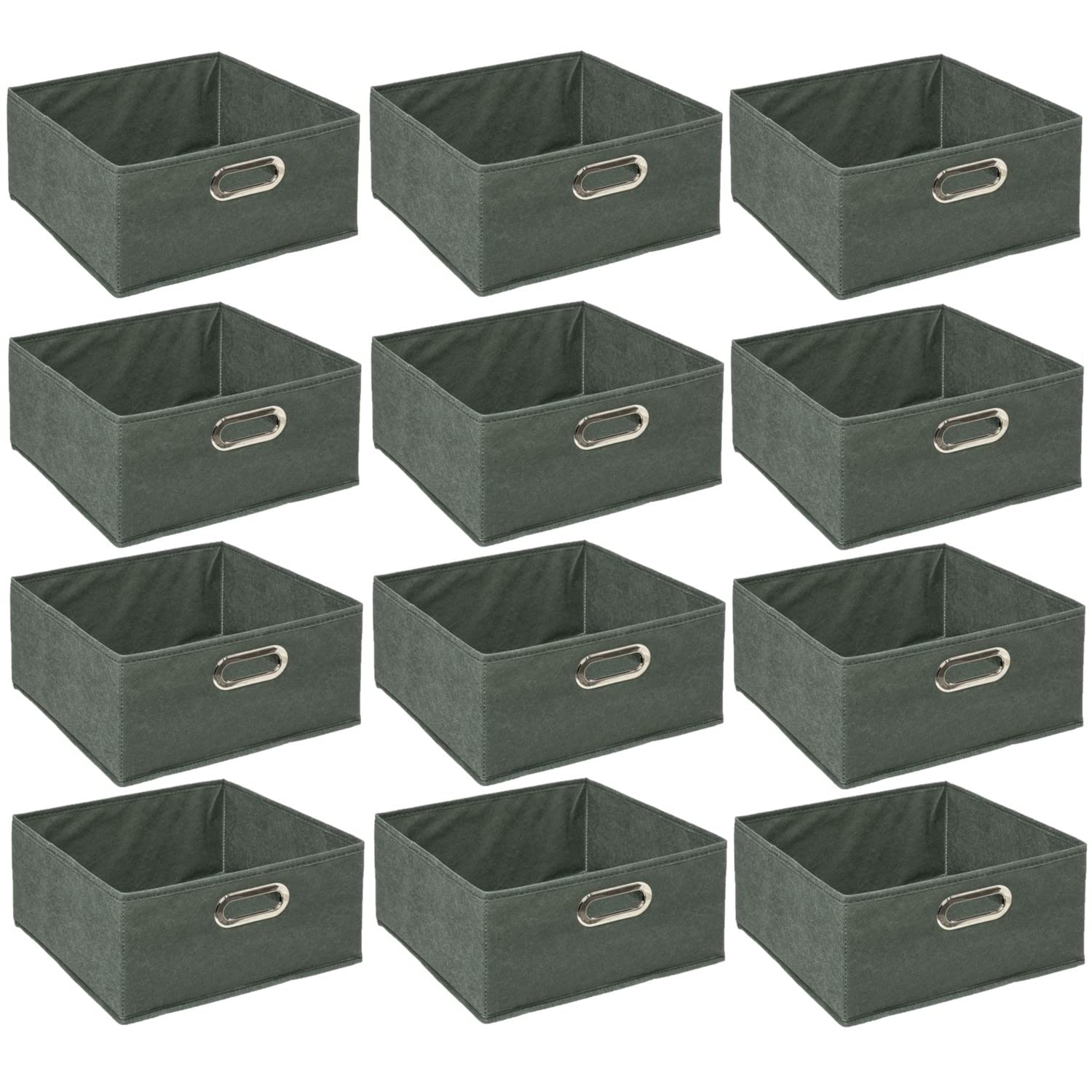 Toilinux.com Zestaw 12 pudełek do przechowywania tkanin szer.31 x h. 15 cm - Khaki zielony