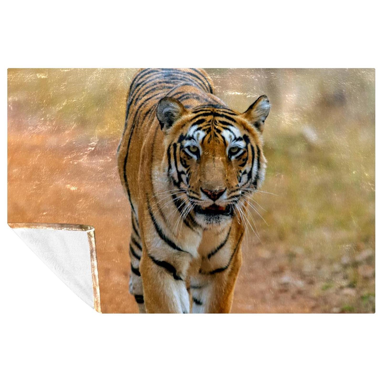 Couverture douce tigre 150x100 cm plaid chaud pour lit et canapé