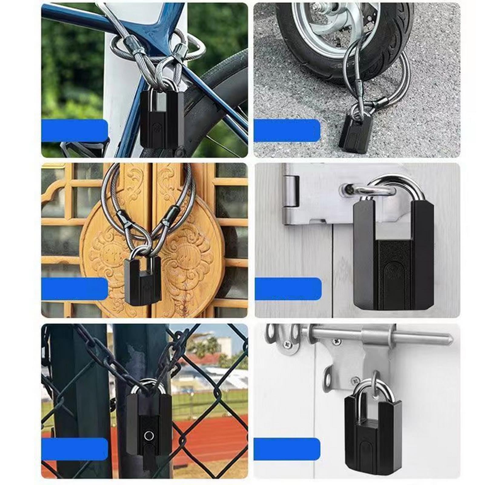 Candado de Huella Dactilar, 3 En 1 Impermeable Huella Dactilar Bluetooth App Cerradura con 2 Llaves, USB de Carga de Alta Seguridad de combinación de Bloqueo para Armario, cajón