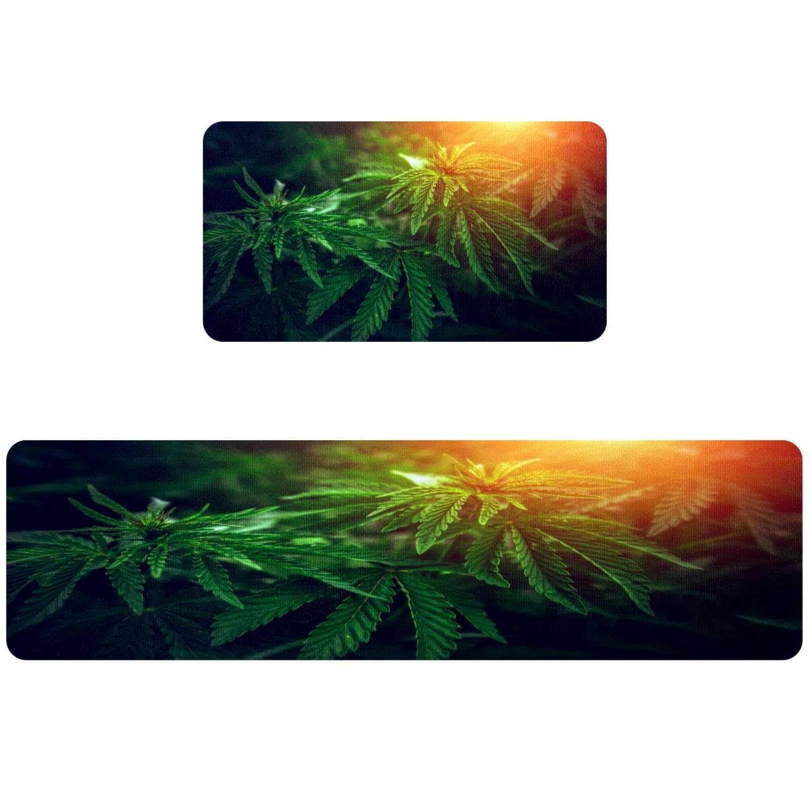 Alfombrillas de cocina VAPOKF lavables y antideslizantes con diseño de hojas