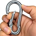 Heavy Duty Stainless Steel Spring Snap Hook | 8MM Locking Carabiner for Gym, Camping, Hiking Wire Ropes & Outdoor Use (Pack of 2) gallery image