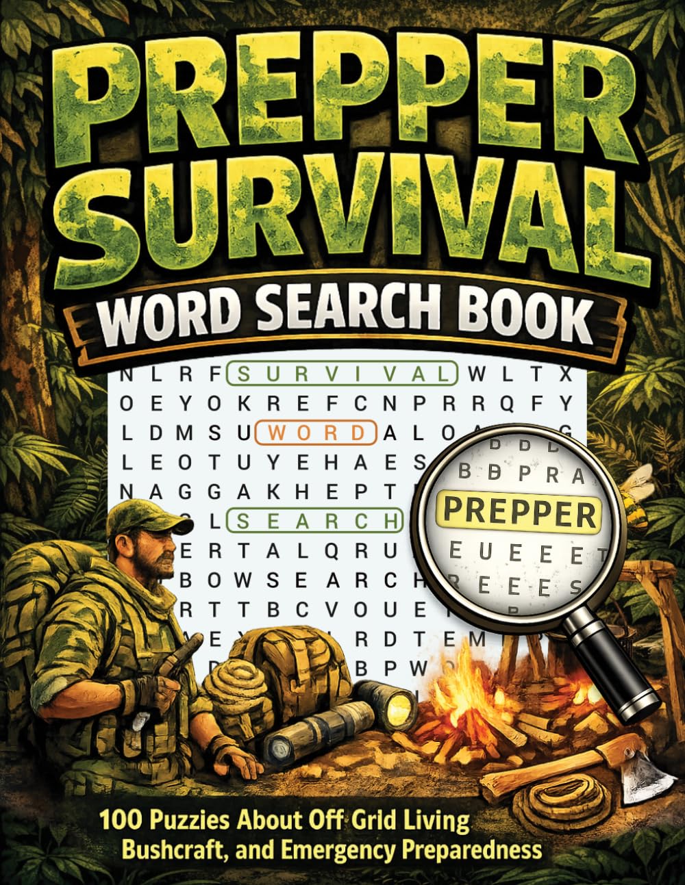 Prepper Survival Word Search: 100 Puzzles About Off-Grid Living, Bushcraft, and Emergency Preparedness