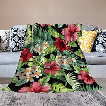 Amazon｜毛布 ハイビスカス 葉 花柄 ブランケット もうふ 大判
