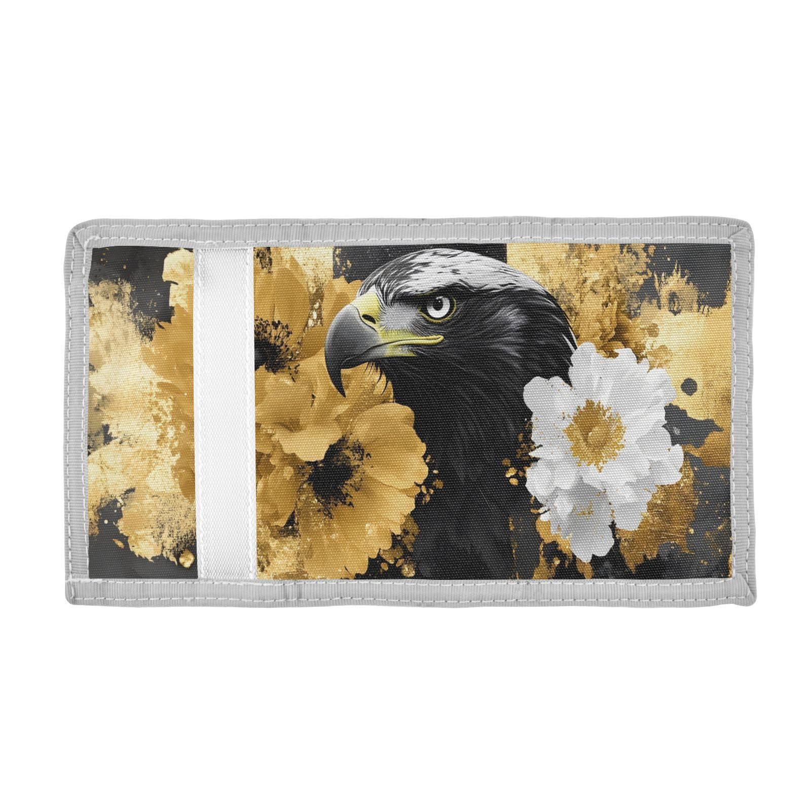 FOLIOSA Kids Wallet for Boys Girls Luxurious Bird Print Youth Wallet with Zipper Pocket Card Holders, Novelty Wallet 4.9×2.9 in