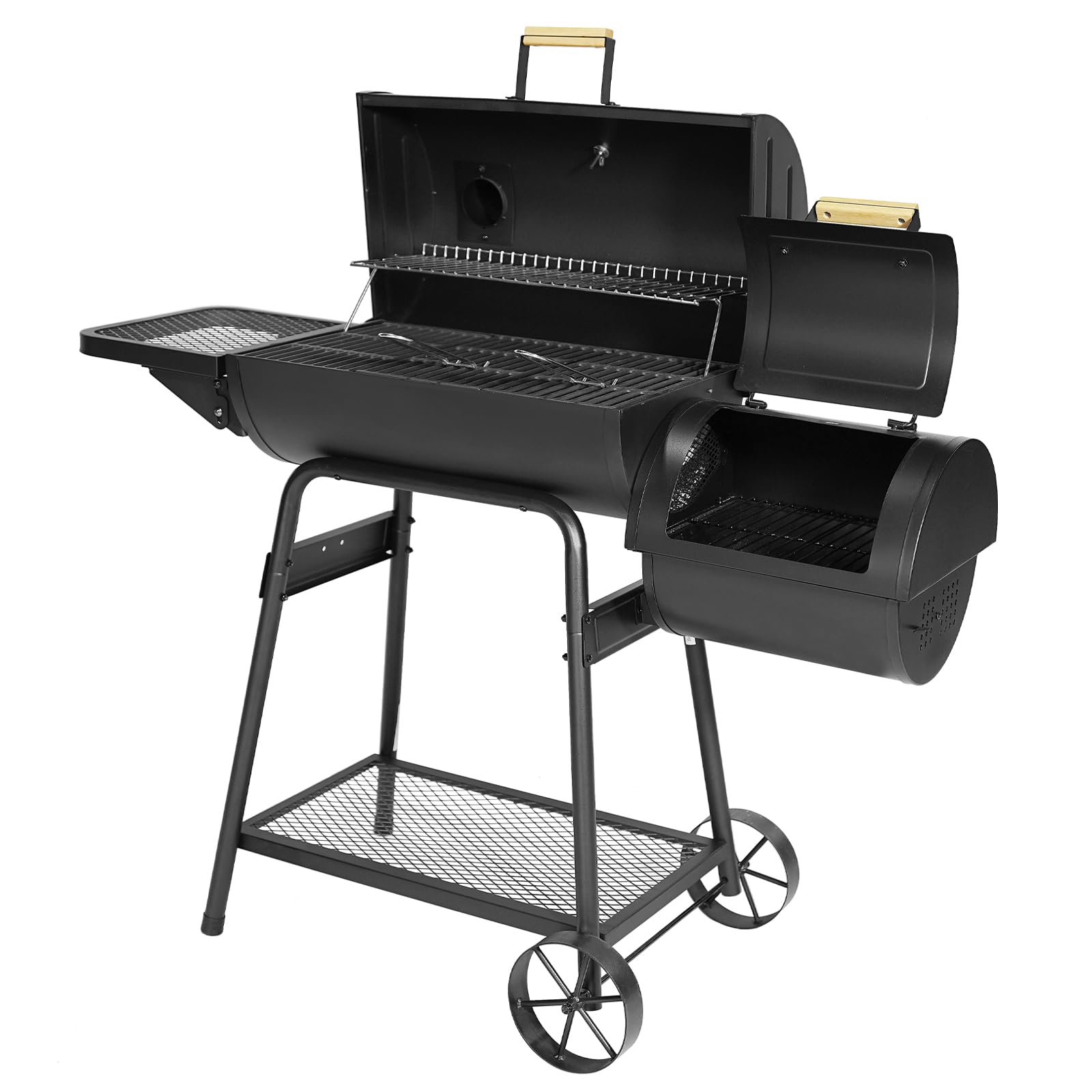 TAINO KAMAYO Smoker Räucherofen Standgrill Holzkohle-Grill Klein BBQ Grillwagen Grillkamin 132x56x118 cm (BxTxH)