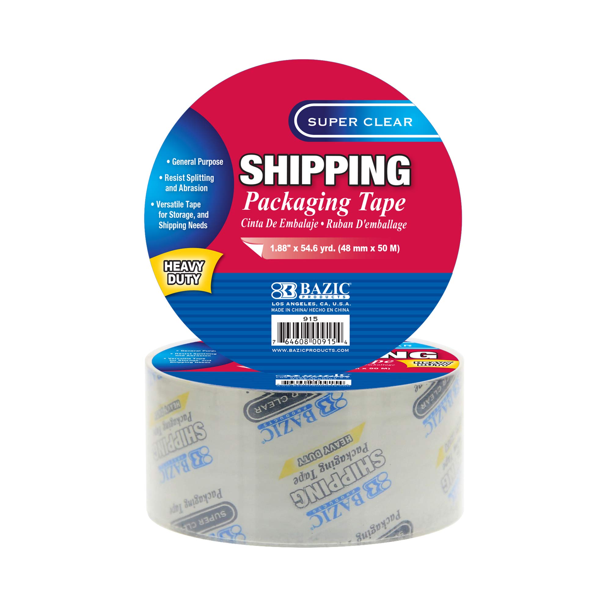 BAZIC 1.88" x 54.6 Yards Super Clear Heavy Duty Packing Tape