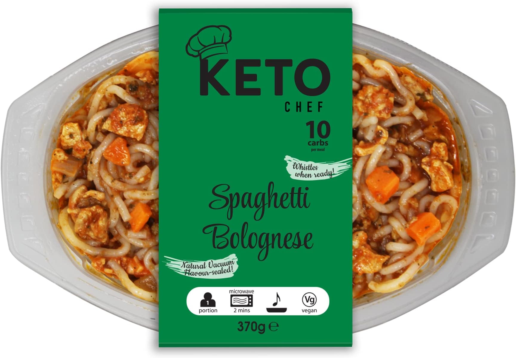 Keto Instant Chilled Meals - Konjac Vegan & Low Calorie, High in Protein, Microwavable Meal | Ready to Eat Meal Pack of 4 (370g) (Spaghetti Bolognese)