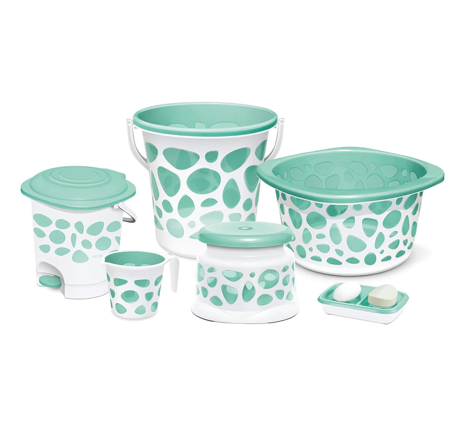 Milton Duplex Spa 6 Pieces Round Printed Bathroom Set, Turquoise ...