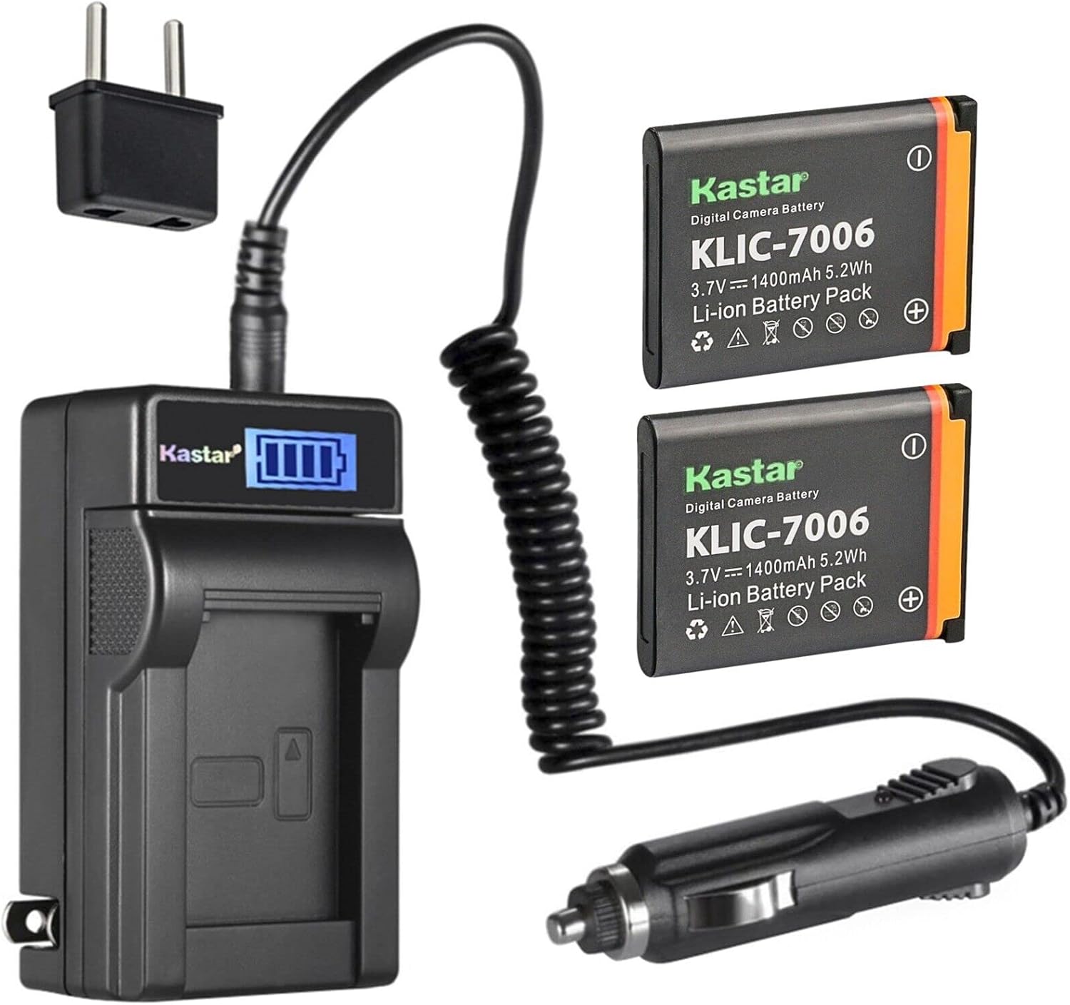 Kastar 4-Pack KLIC-7006 Battery and LCD AC Charger Compatible with Kodak KLIC-7006 LB-012 Battery and Charger, Kodak PixPro FZ51 (KDK-FZ-51BL), PixPro FZ52, PixPro FZ53, PixPro SL5 Smart Lens Cameras