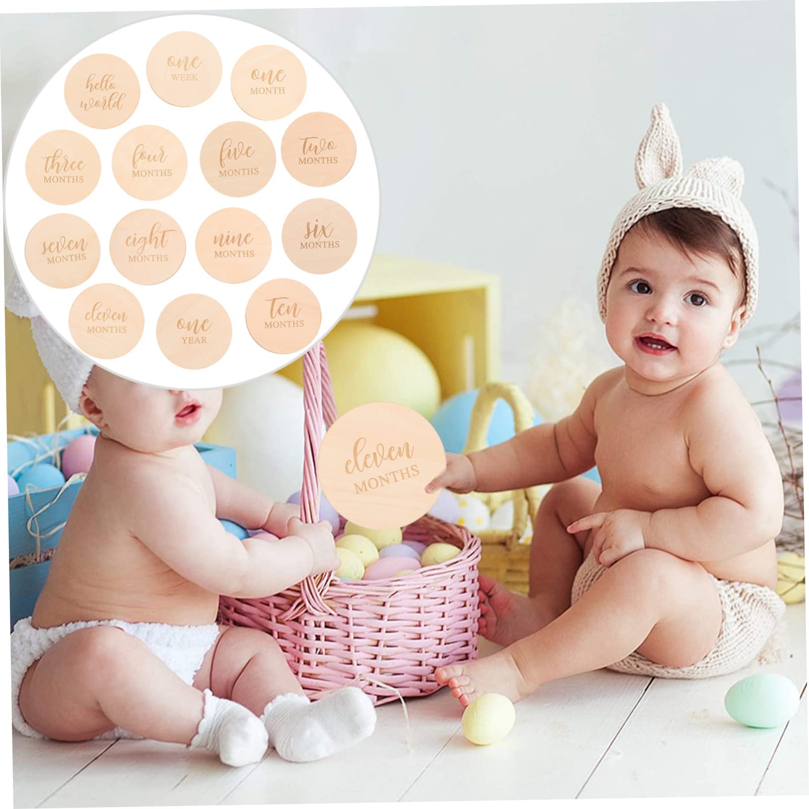 TOYANDONA 2 Set Di Biglietti Per Bambini Set Di Oggetti Di Scena in Legno Decorazioni Per Baby Shower Sicuro 14 Pezzi * 2