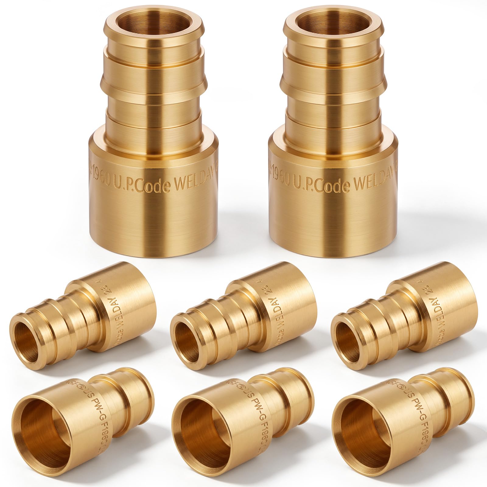 Paquete de 8 adaptadores hembra de sudor PEX-A F1960 de 0.75 x 0.75 pulgadas, cUPC NSF 61/372, accesorios de expansión de latón sin plomo para accesorios de manguera de tubería PEX