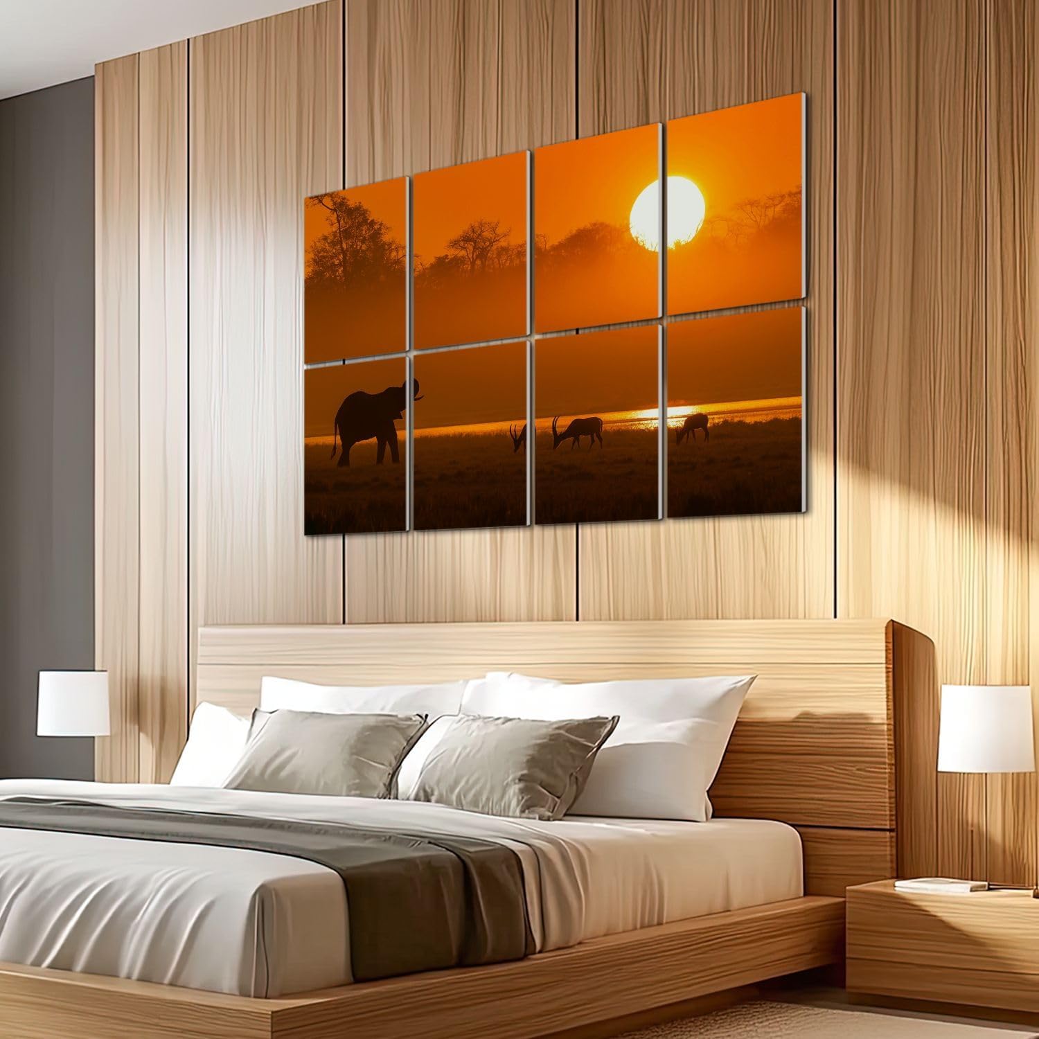 8 Pack Art Acoustic Panels Self Adhesive Sunset Decorative Soundproof Wall Panels Sound Absorbing Panel 48"x32" for Office Home Studio