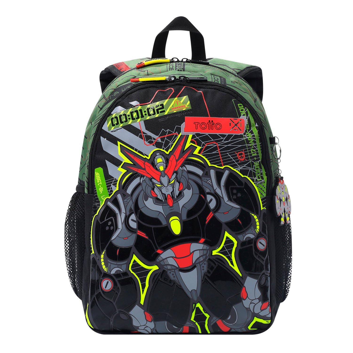TOTTO - Mochila Infantil, Modelo Argon M, Mochila Mediana, Capacidad 12 L, 2 Compartimentos, 2 Bolsillos para Botella, Organizador Interno, Correas Acolchadas, Resistente y Duradera, Color Verde