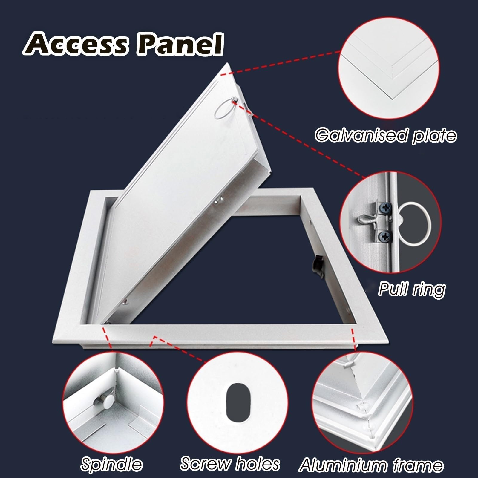 Trampilla Pladur Panel De Acceso para Válvula De Ducha Blanco, Placa De Cubierta Rectangular para Orificio De Acceso/Puerta De Servicio para Plomería Eléctrica(400x400mm/15.7x15.7in)