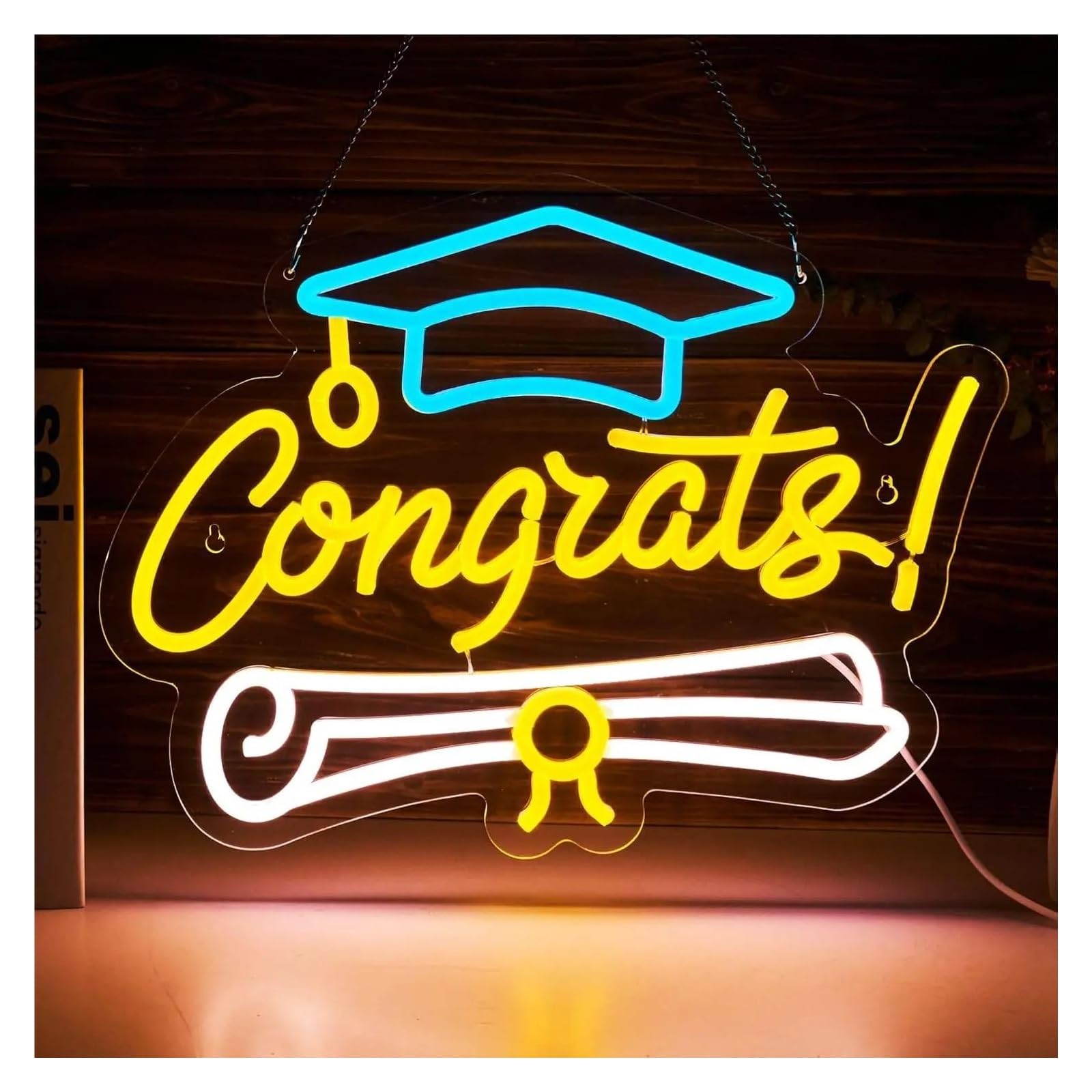 Xenite One Color Hanging Art Neon Signs Congrats Grads Neon Sign For Class Of 2025 Graduation Party Bedroom Decorations Aesthetic Room Decor 38X28cm