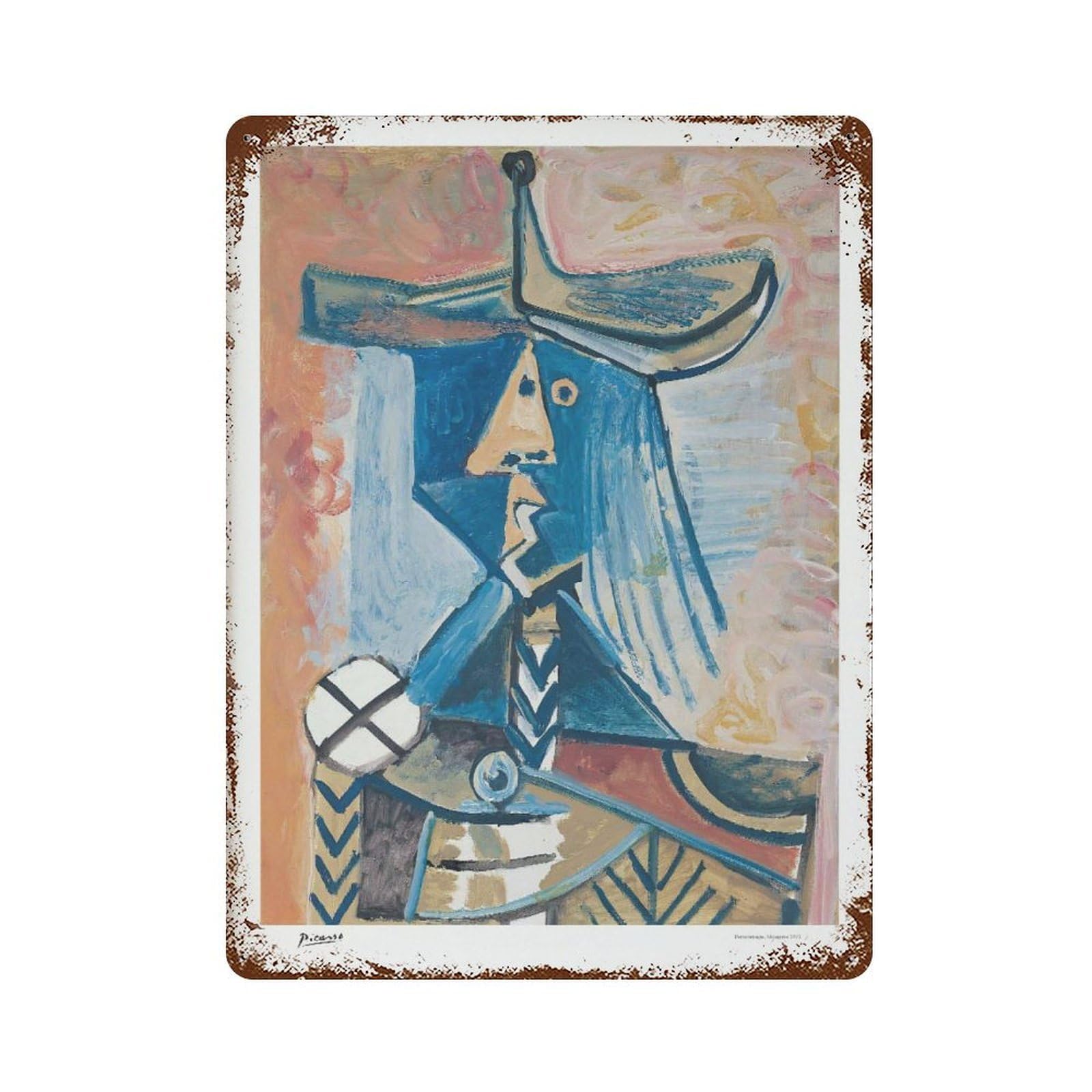 xiaoxiaoshen Picasso Personnage Mougins 1971, Surrealist Wall Decor Art Metal Tin Poster Modern Home Decor Art Home Bar Shop Decorations Vintage Sign 40x30cm