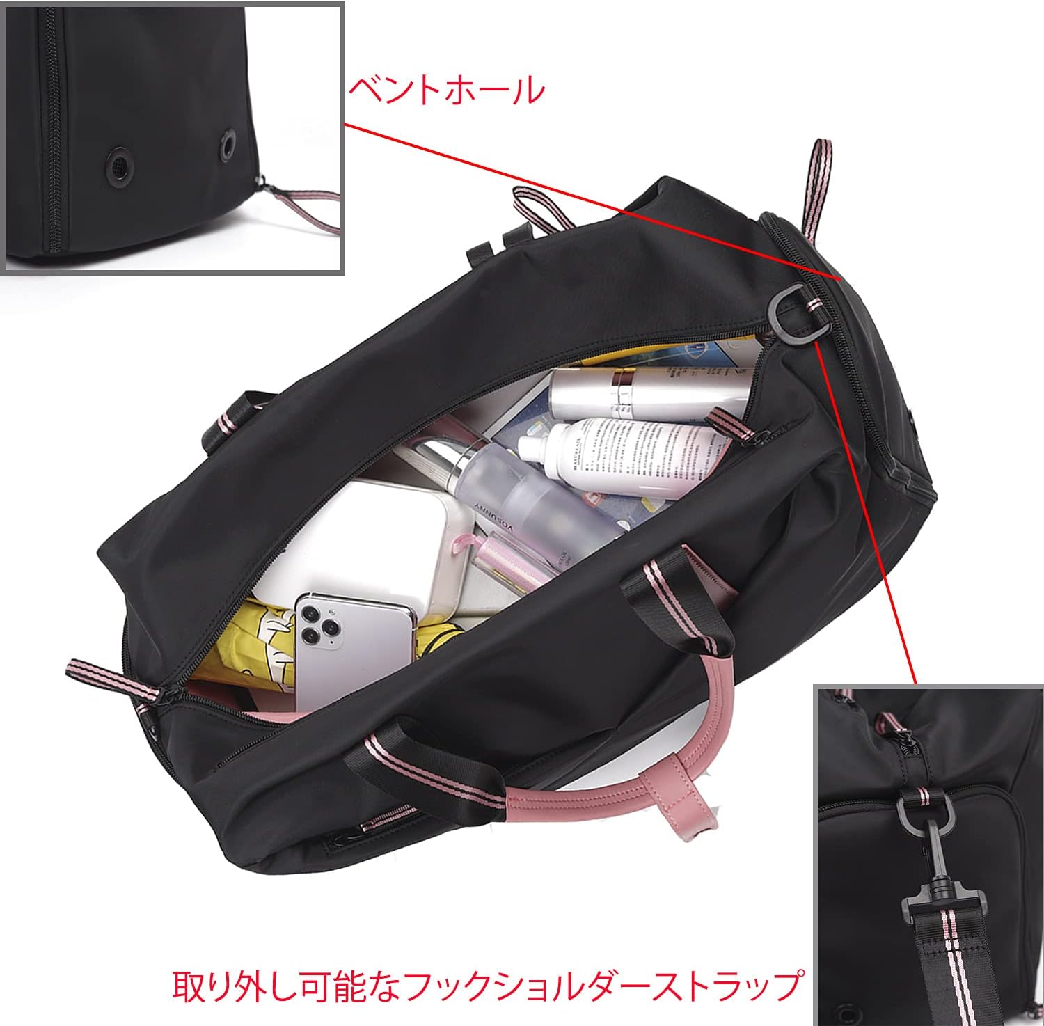 [WOLFREALM] スポーツダッフルバッグ レディース ジムバッグ 防水 旅行バッグ 出張 機内持ち込み 1-3泊 乾湿分離 ハンドバッグ