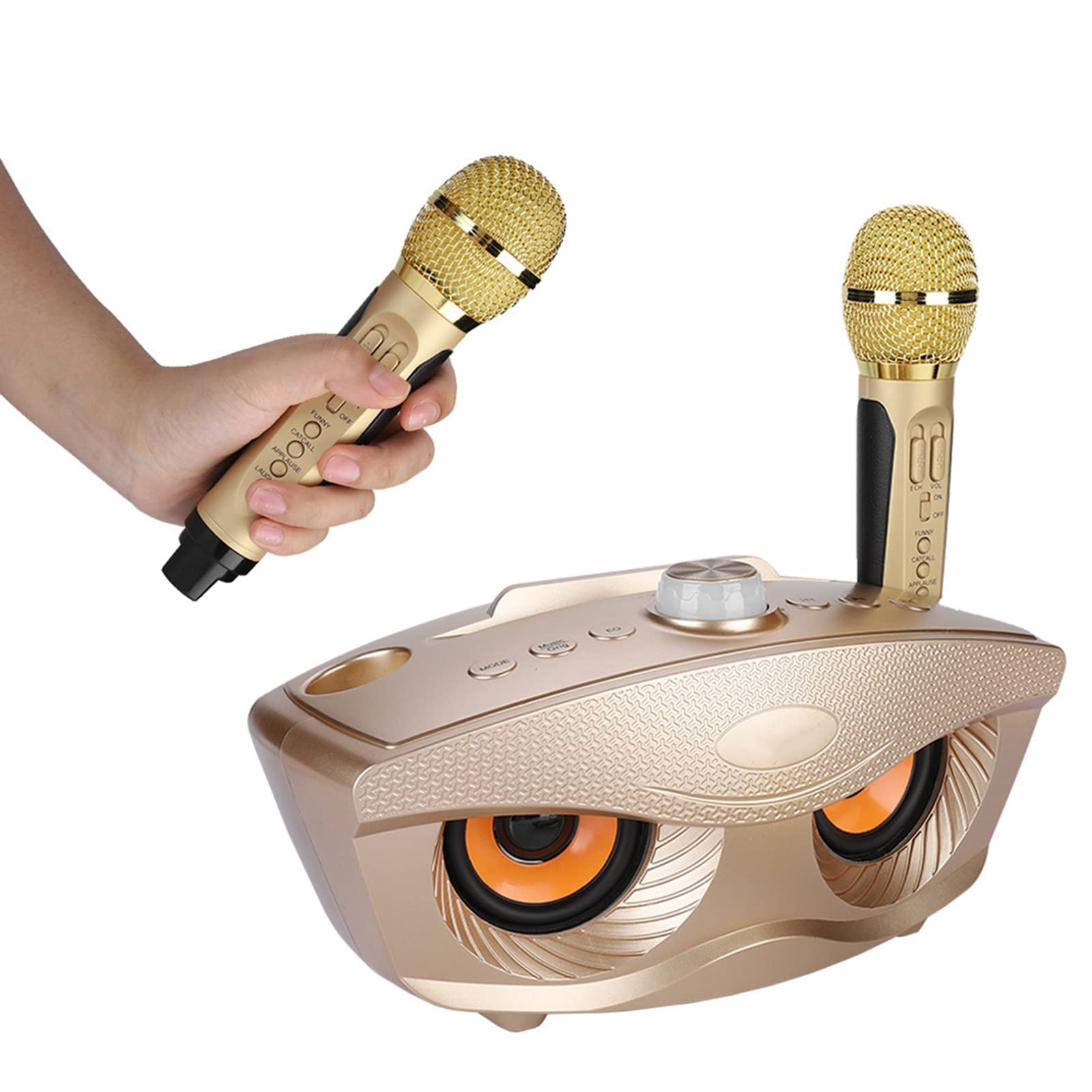 Urządzenie do Karaoke Dla Dorosłych I Dzieci Septpenta, Domowy Głośnik KTV Karaoke Bluetooth Z 2 Mikrofonami, Obsługa Kart Pamięci I Pamięci USB, Na Imprezę Domową(Złoto)