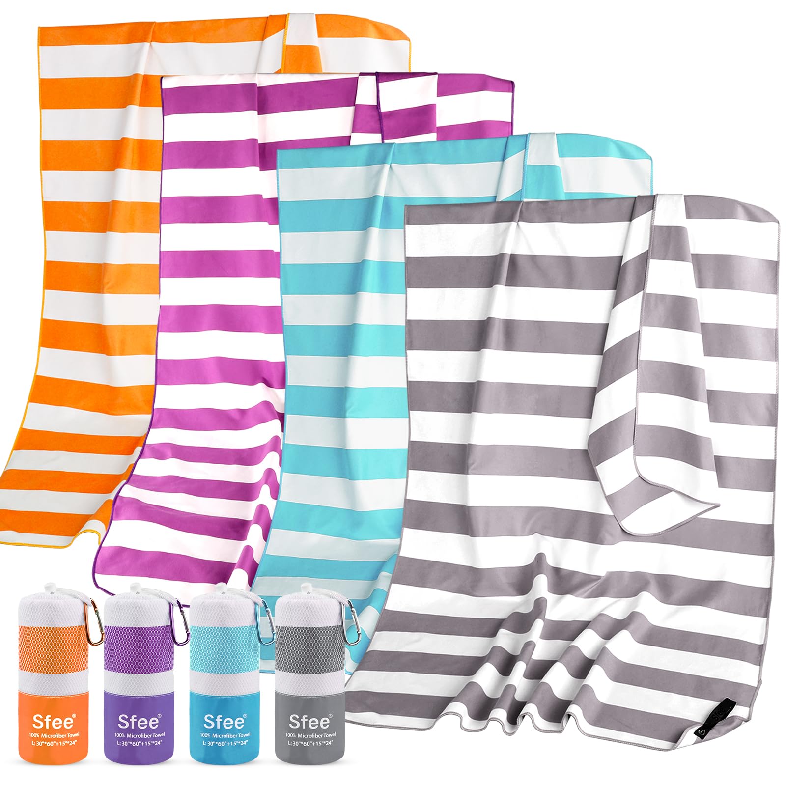 Sfee 2 in 1 Microfiber Beach Towel, Quick Dry Towel Camping Towel Travel Towel Super Absorbent Compact Lightweight Sports Gym Towels Set for Beach, Gym, Hiking, Pool, Backpacking, Bath, Yoga