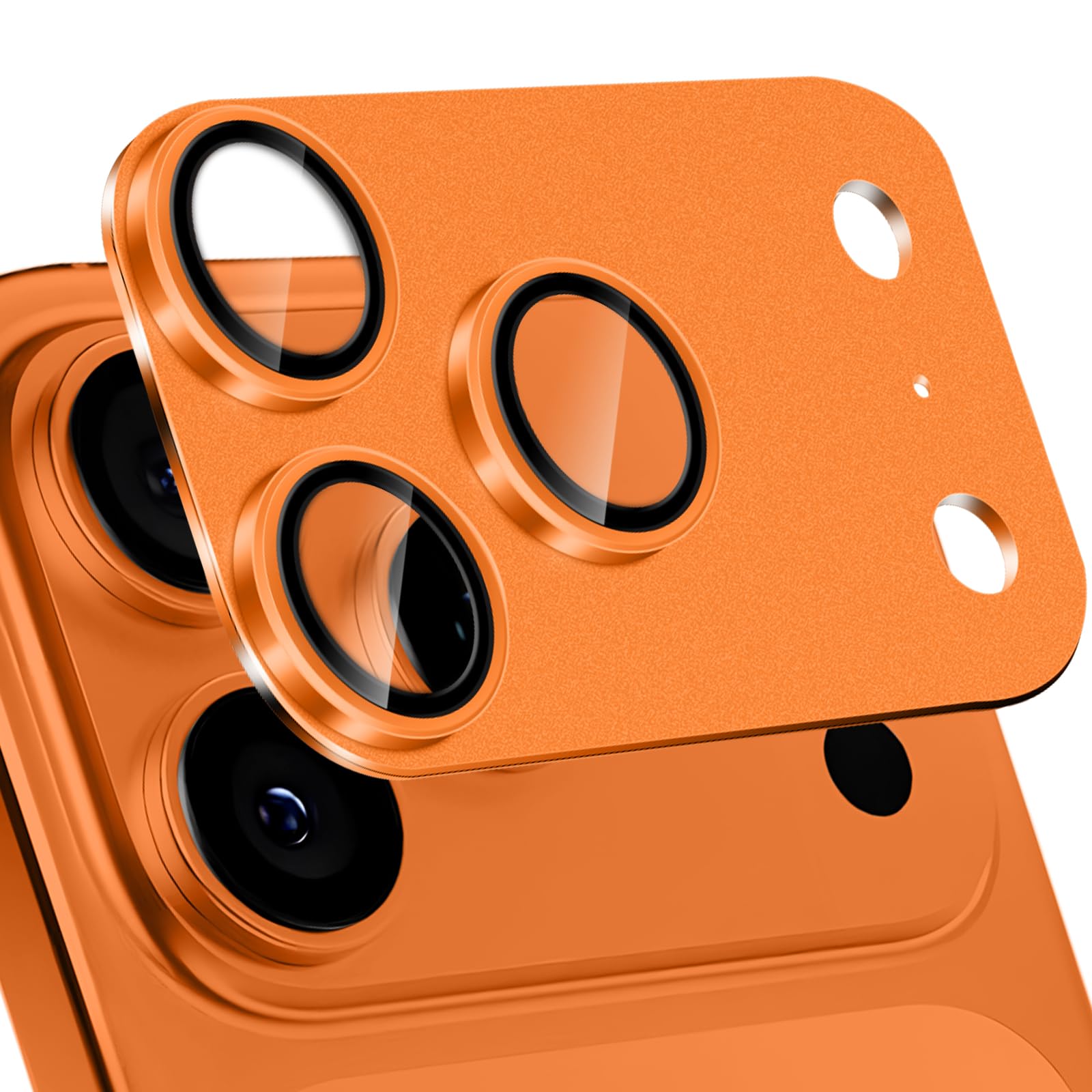 ReHowy カメラフィルム iPhone 17 Pro 対応 カメラレンズカバー アルミ合金＋９H硬度強化ガラス製 アイフォン 17 pro レンズカバー 露出オーバー防止 キズ防止 耐衝撃 全面保護 カメラカバー 高透過率 防塵 金属 ケース iPhone 17 pro 用 レンズフィルム オレンジ