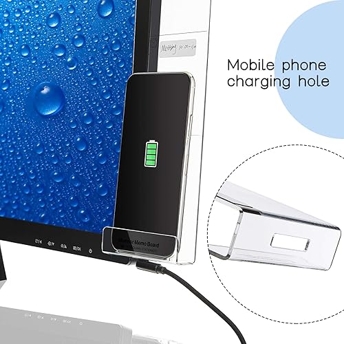 Miniatura 4 de 4 unidades de panel de mensajes para monitor de computadora, panel de mensajes transparente, monitor de notas adhesivas, soporte para teléfono para
