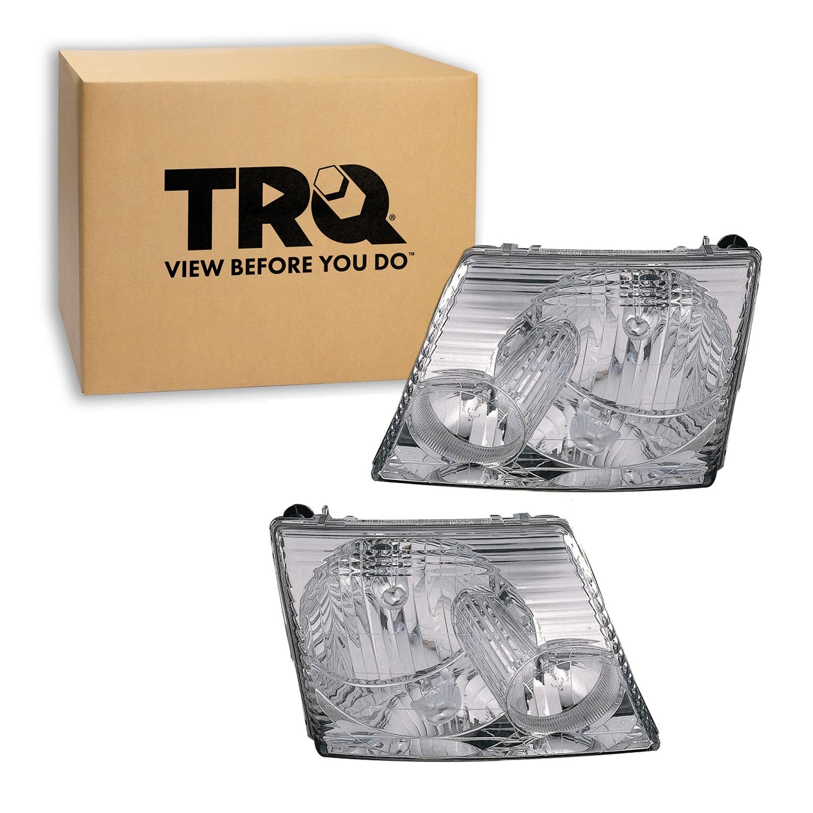 TRQ Headlight Assembly Set FO2502176 FO2503176 Compatible with 2002-2005 Ford Explorer