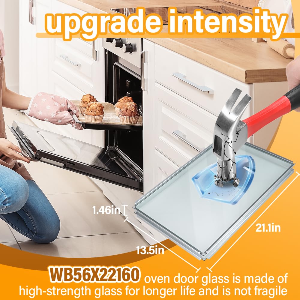 WB56X22160 - Cristal de puerta interior para estufas eléctricas GE, horno de pared, estufa de gas, horno eléctrico, compatible con horno Hotpoint, RCA y Kenmore, números de pieza: WB55T10191,