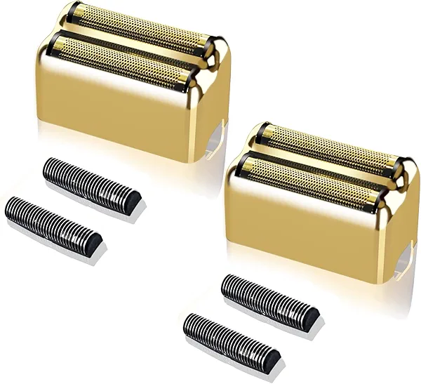 Professional Replacement Foil and Cutters for BaBylissPRO Barberology Double Foil Shaver, Compatible with BaBylissPRO Barberology FXFS2 Shaver (2 gold)