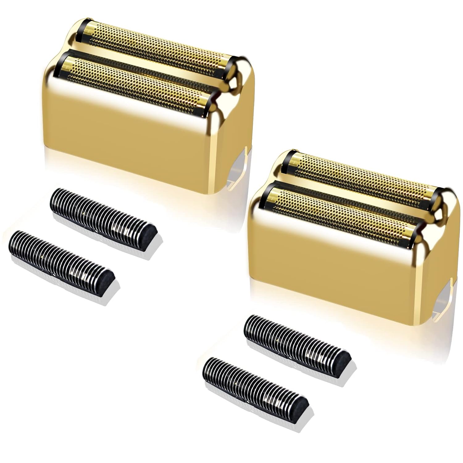 2 pack Professional Replacement Foil and Cutters Compatible with BaBylissPRO Barberology Double Foil FXFS2 Shaver Replacement Heads,Gold 2 gold