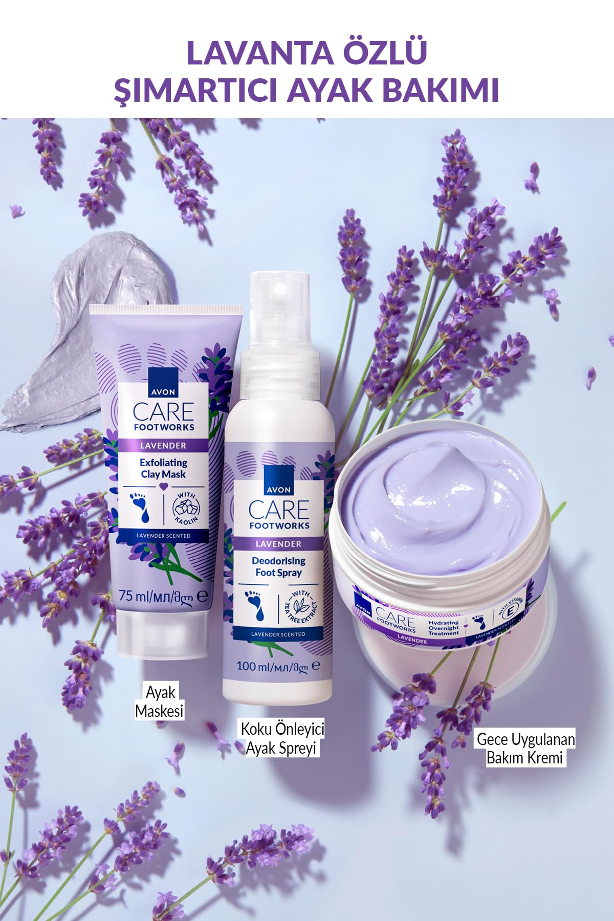 Avon Lavanta Özlü Ayak Gece Kremi ve Koku Önleyici Sprey Set