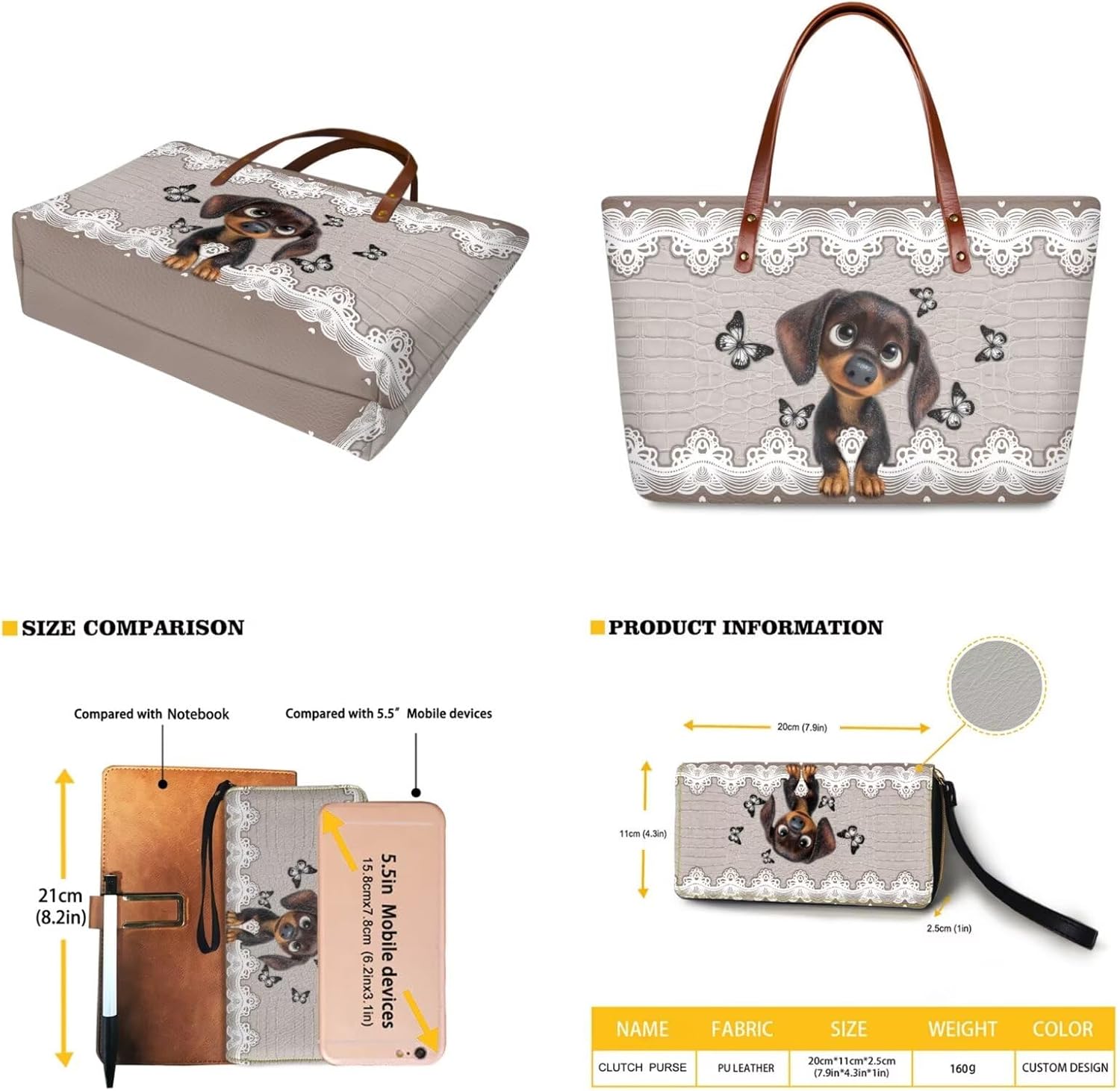 Handbag Wallet Set for Women, Portable Tote Top Handle Bag with Matching Wallet, Gift for Mom, Wife