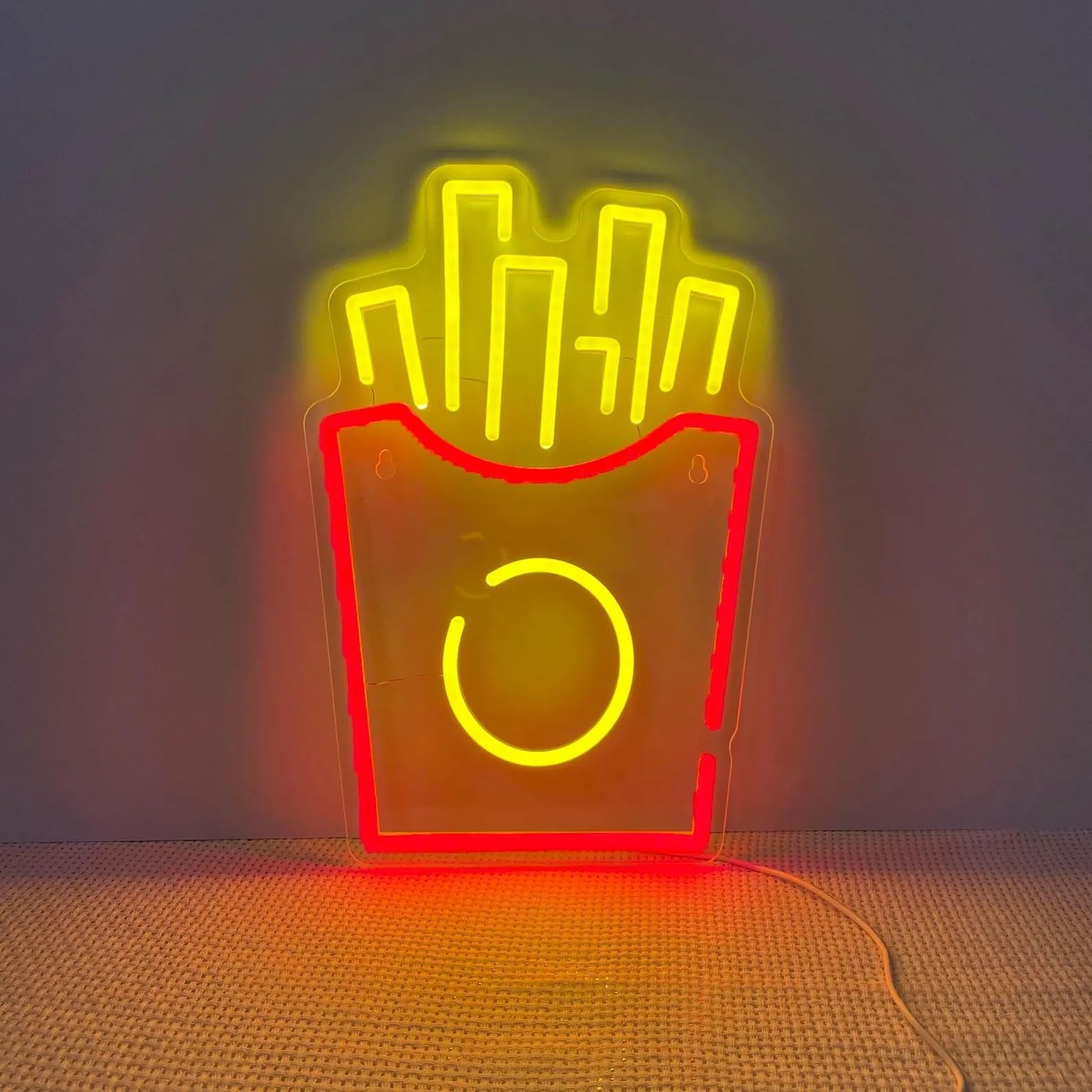 DAKABUKA French Fries Neon Sign Dimmable Business Fried Potato Chips Neon Lignt Wall Decor Fast Food LED Light Up for Food Shop Restaurant Food Neon Sign Gift for Fries Lover — image 1