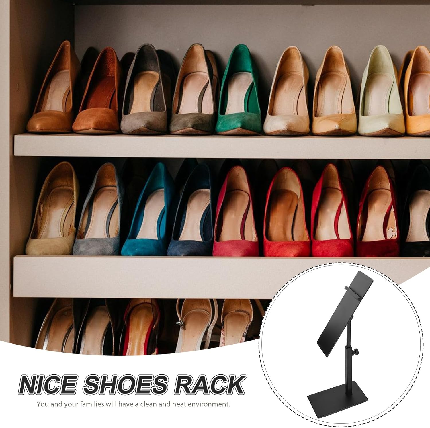 6 Pack Stainless Steel Shoe Display Stand, Adjustable Height Shoe Display Rack Holder Prop Rack Metal Shelf for Heel Riser Men Leather
