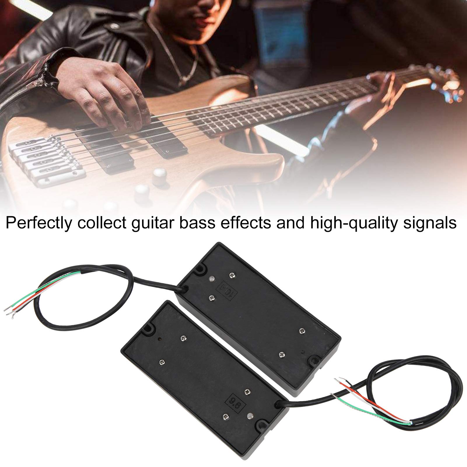 Bediffer Basso a 4 Corde con Doppio Pickup con funzionalità di Riduzione del Rumore per Musicisti Professionisti, 2 unità in Plastica Nera e Metallo