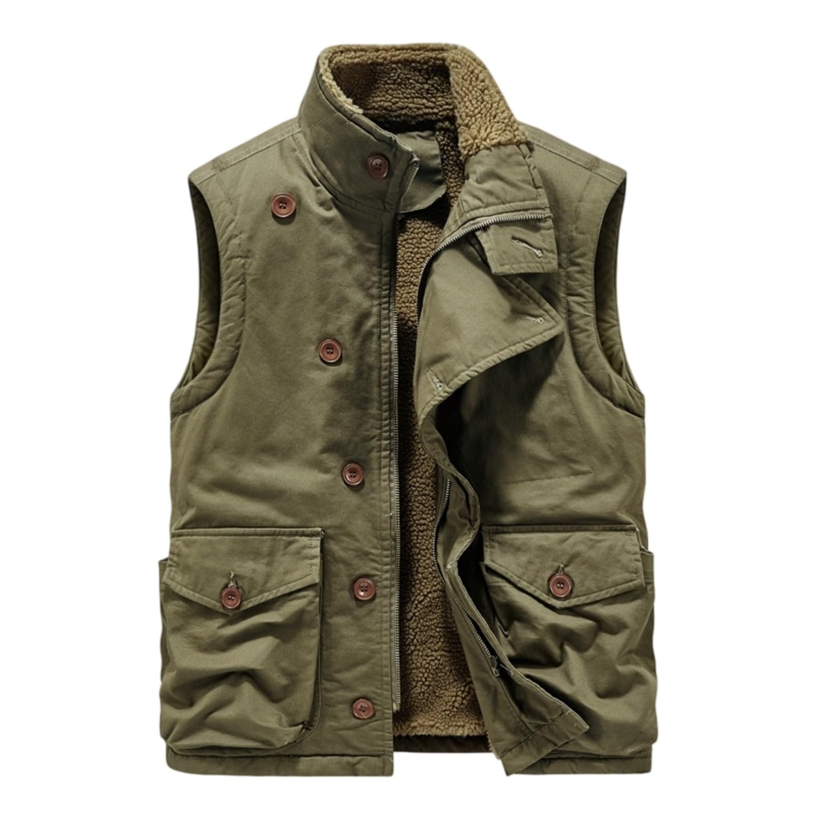 Chaleco de trabajo multibolsillos hombre de algodón térmico invierno 7