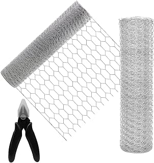 Chicken Wire Mesh 2 Sheet 14 X 40 Inches Galvanized Metal Hexagonal Wire Netting,with 1pcs Cutting Pliers，Lightweight Wire Mesh Net for Craft Works Home Use and Gardening (2 Sheet 14 X 40 inch)