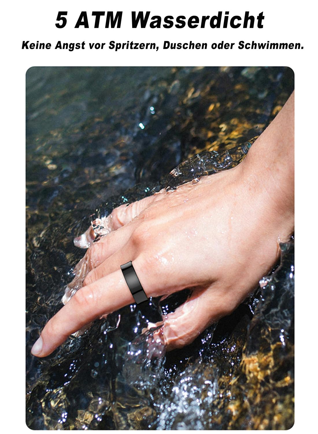 Bague intelligente pour homme et femme - Avec étui de chargement - Étanche 5 ATM - Compatible avec iOS/Android - Pour le sommeil, la fréquence cardiaque, le rappel physiologique