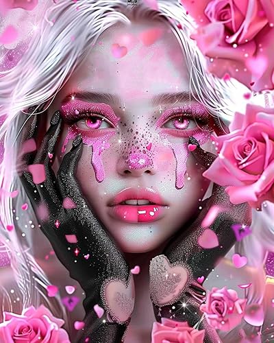 Miniatura 8 de Tucocoo Kits de pintura de diamantes 5D para adultos, payaso negro y rojo, taladro completo, diamante redondo, punto de cruz, diamante fácil de